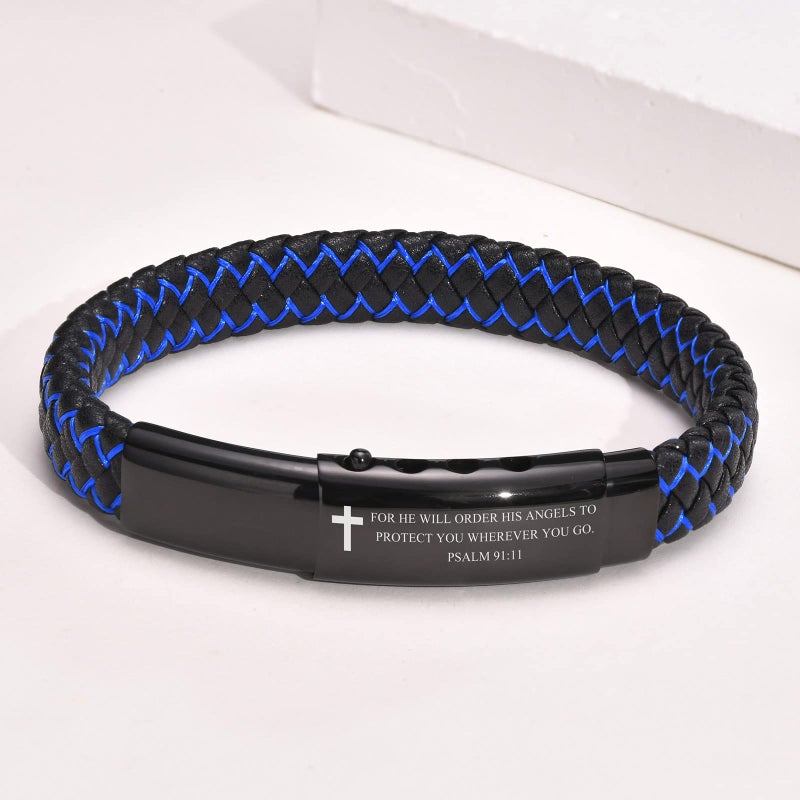 VNOX Christian Gifts - Personalized Leather Bracelet for Men, Philippians 4:13, Customized Inspirational Bible Verse Quote - Image 5