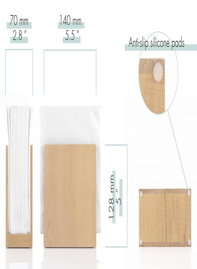 Toros.Store Napkin Holder For Table - Wooden Farmhouse Napkin Holders, Light Brown Simple Upright Vertical Dining Table Cocktail Napkins Dispenser, Kitchen Rustic Natural Walnut Wood For Paper Napkins - Image 3