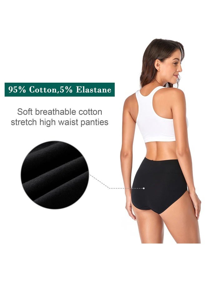 Annenmy Women's High Waist Cotton Underwear Soft Brief Panties Regular and Plus Size (Large, Dark Colors, 5-Pack) - Image 4