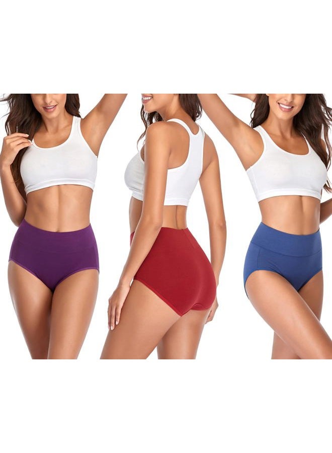 Annenmy Women's High Waist Cotton Underwear Soft Brief Panties Regular and Plus Size (Large, Dark Colors, 5-Pack) - Image 3
