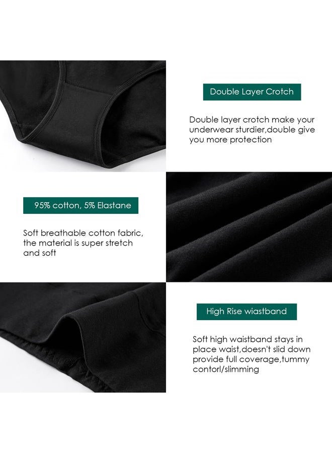 Annenmy Women's High Waist Cotton Underwear Soft Brief Panties Regular and Plus Size (Large, Dark Colors, 5-Pack) - Image 5