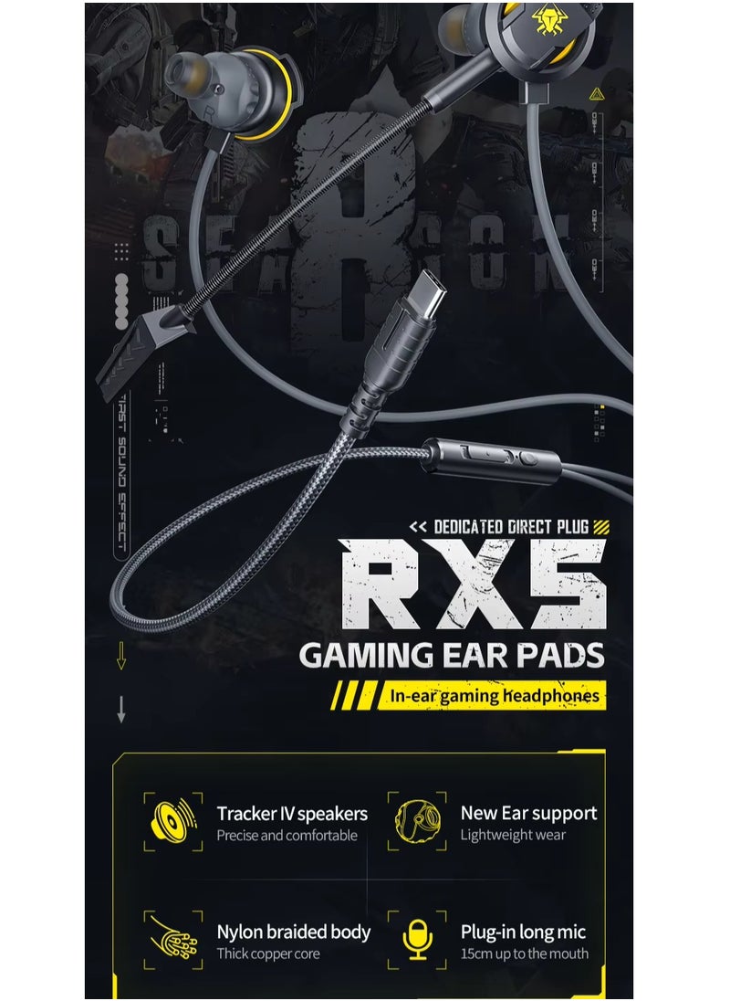 Plextone RX5 In-Ear Type-C Headphones with Detachable and Foldable Microphone The ear cushions are made of lightweight, non-slip silicone for a great feel during use and gaming.
