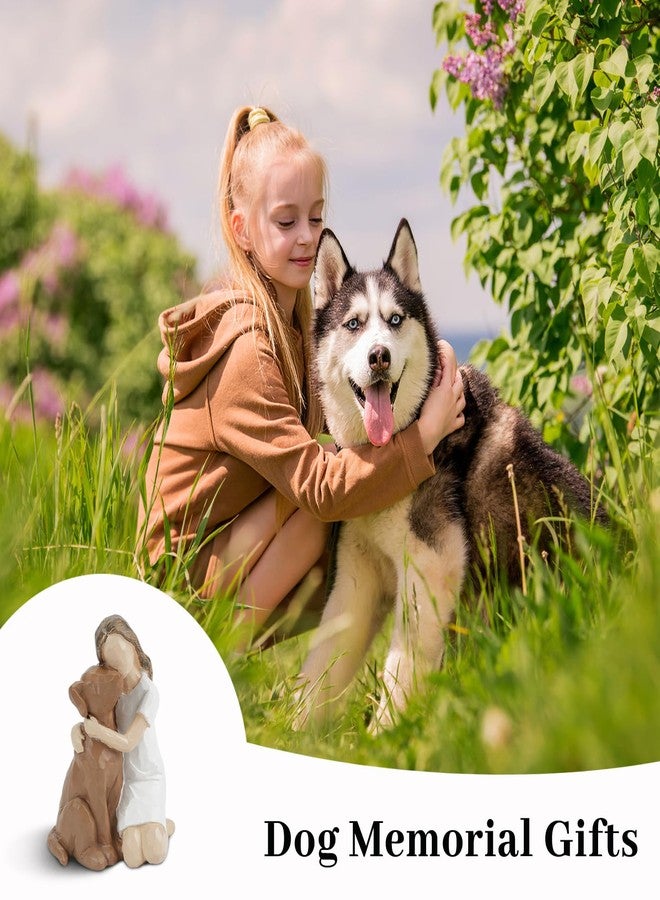 DIBALIYI Resin Woman with Dog Figurines, Dog Memorial Gifts, Girl and Dogs Friendship Hand-painted Sculptures for Dogs Lovers, Pet Loss Sympathy Statues for Home Bedroom Living Room Tabletop Shelf Decor - Image 4