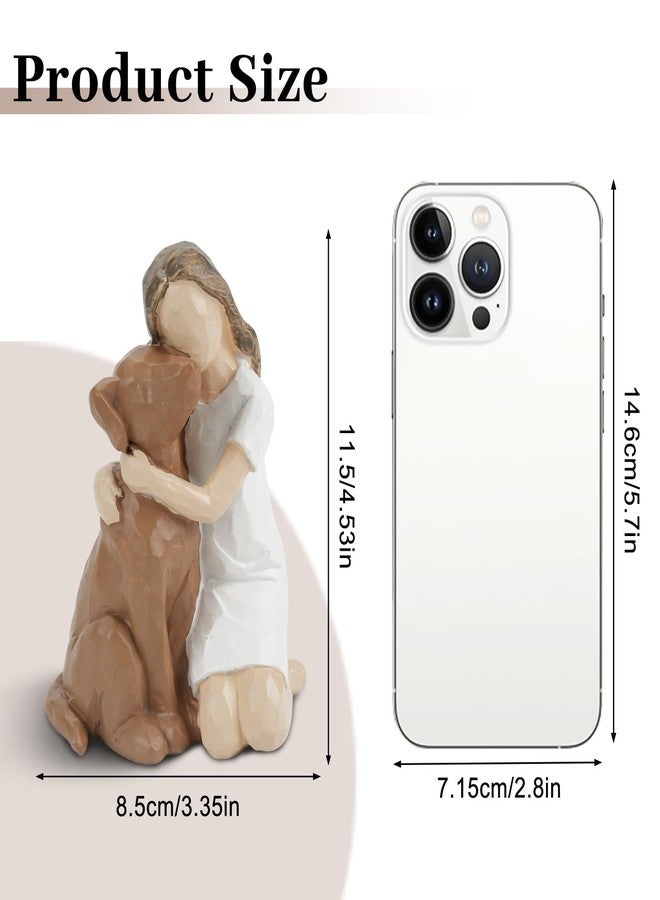 DIBALIYI Resin Woman with Dog Figurines, Dog Memorial Gifts, Girl and Dogs Friendship Hand-painted Sculptures for Dogs Lovers, Pet Loss Sympathy Statues for Home Bedroom Living Room Tabletop Shelf Decor - Image 3