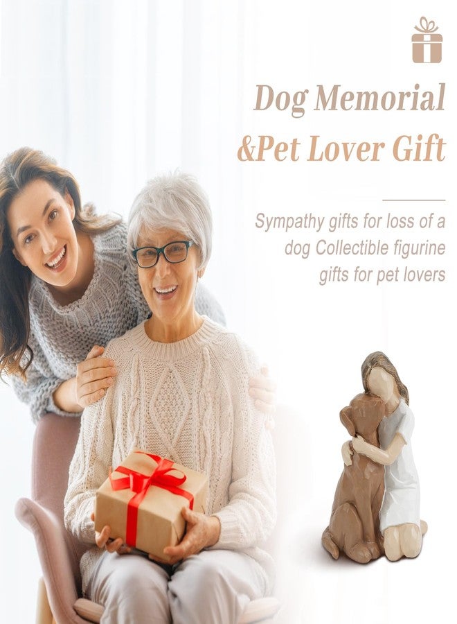 DIBALIYI Resin Woman with Dog Figurines, Dog Memorial Gifts, Girl and Dogs Friendship Hand-painted Sculptures for Dogs Lovers, Pet Loss Sympathy Statues for Home Bedroom Living Room Tabletop Shelf Decor - Image 5