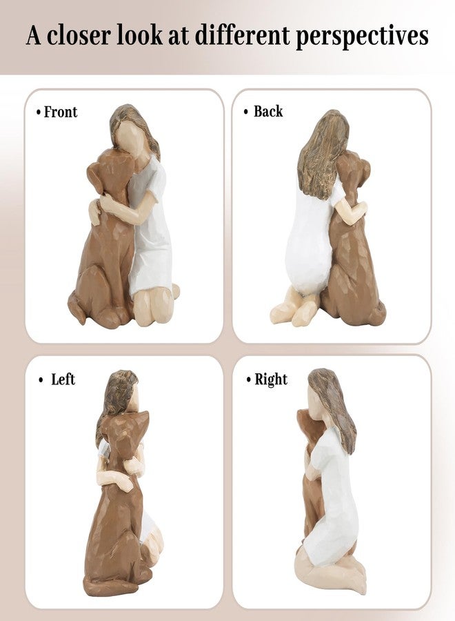 DIBALIYI Resin Woman with Dog Figurines, Dog Memorial Gifts, Girl and Dogs Friendship Hand-painted Sculptures for Dogs Lovers, Pet Loss Sympathy Statues for Home Bedroom Living Room Tabletop Shelf Decor - Image 2