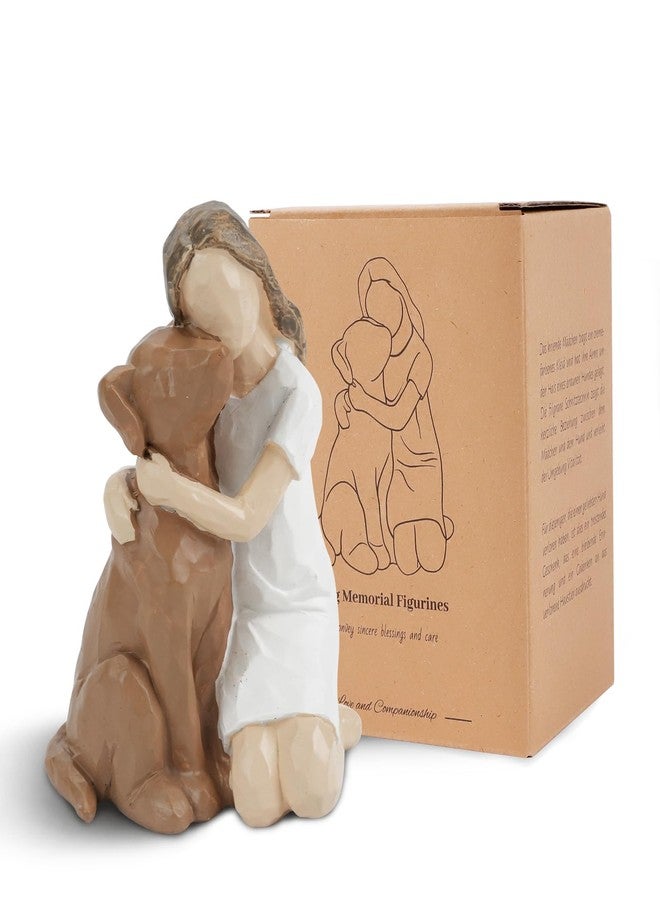 DIBALIYI Resin Woman with Dog Figurines, Dog Memorial Gifts, Girl and Dogs Friendship Hand-painted Sculptures for Dogs Lovers, Pet Loss Sympathy Statues for Home Bedroom Living Room Tabletop Shelf Decor - Image 1
