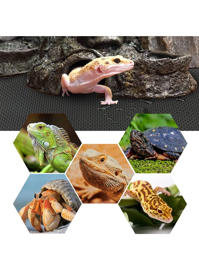 إكسسوارات حوض التنين الملتحي، سجادة حوض الزواحف، ركيزة لأرضية حوض الزواحف، سحلية، إغوانا، ثعبان، سلحفاة، فراش غير لاصق لموائل الزواحف (79 بوصة) (اللون: أسود) - Image 3