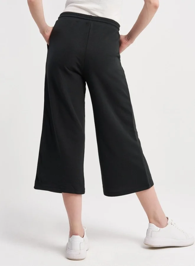 هايليز Black Wide-Leg Cropped Pants