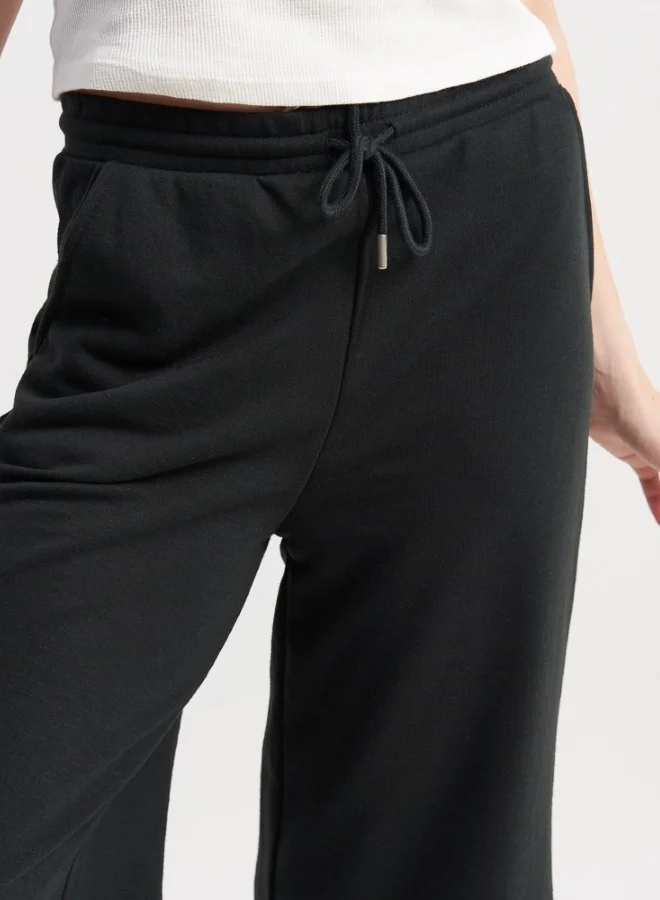 هايليز Black Wide-Leg Cropped Pants