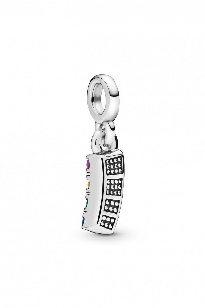 PANDORA Rainbow Sterling Silver Mini Dangle with Royal Green, Cerise, True Blue And Limelight Yellow Crystal  - Image 2