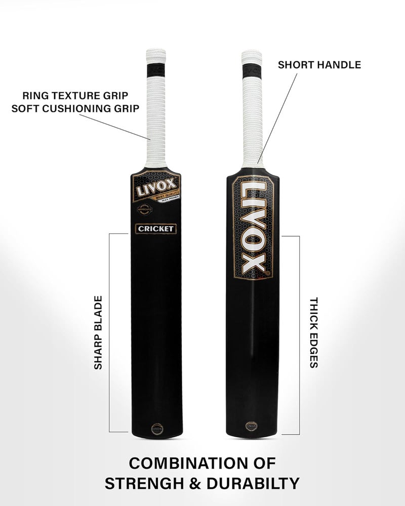 LIVOX Cricket Bat - Full-Size Plastic, Lightweight, Hard Plastic, Black-White - Image 5