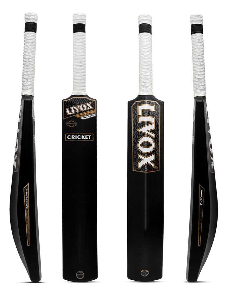 LIVOX Cricket Bat - Full-Size Plastic, Lightweight, Hard Plastic, Black-White - Image 1
