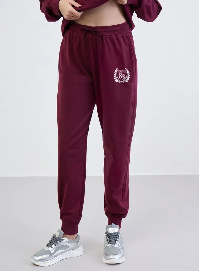Styli Styli Burgundy Longline Hoodie and Joggers Co-Ords