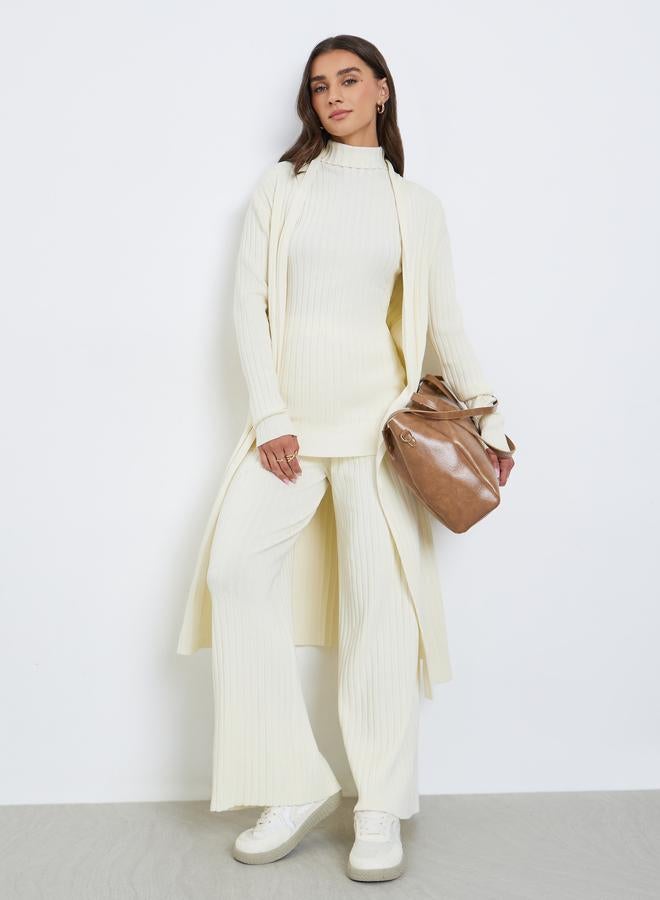 Styli Set of 3 - Ribbed Knit Top, Cardigan and Pants - Image 2