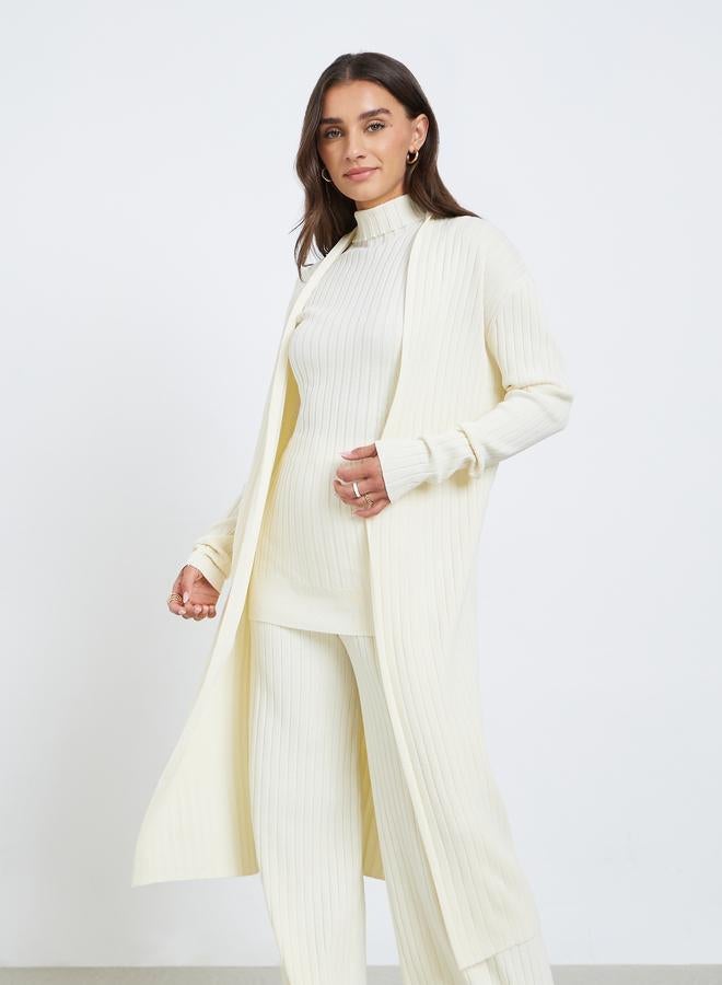 Styli Set of 3 - Ribbed Knit Top, Cardigan and Pants - Image 3