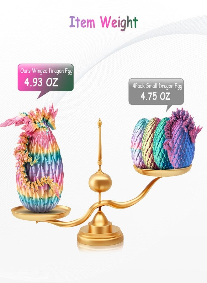Dxldfks 3D Printed Dragon with Egg, Articulated Crystal 9" Winged Dragons and 5.5" Eggs for Easter Basket Stuffers Home Office Decoration Gift, Multicolor - Image 3