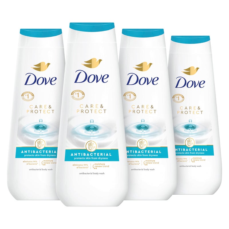 Dove Body Wash Care & Protect Antibacterial 4 Count For All Skin Types Protects from Dryness 20 oz - Image 1