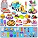 Aprilwolf 85 PCS 3 in 1 Dough Sets for Kids Ages 348 Art Crafts Dough Tools Kit Train Engine Noodle Playset Hamburger Machine Dessert Rack Kitchen Creations Food Play Toys Boys Girls - Image 2