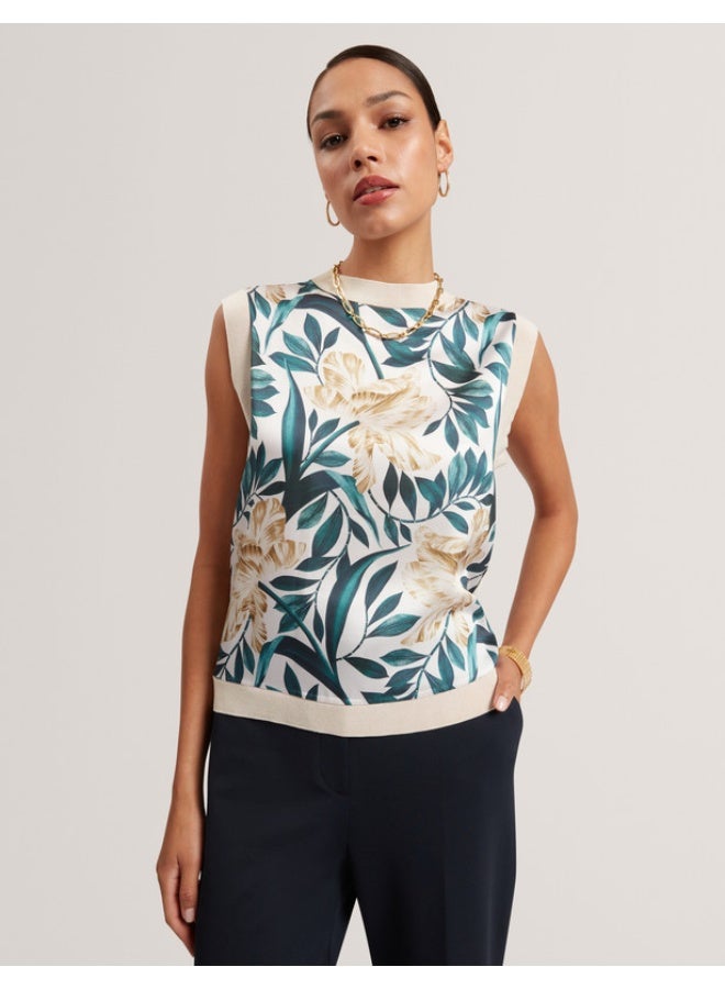 Ted Baker Printed Woven Front Sleeveless Top - Image 1