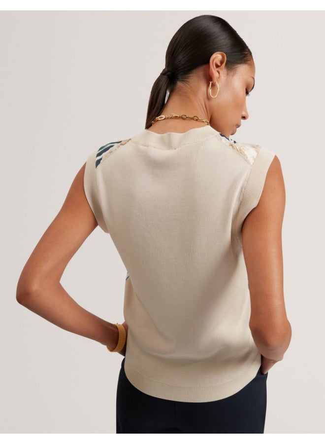 Ted Baker Printed Woven Front Sleeveless Top - Image 4