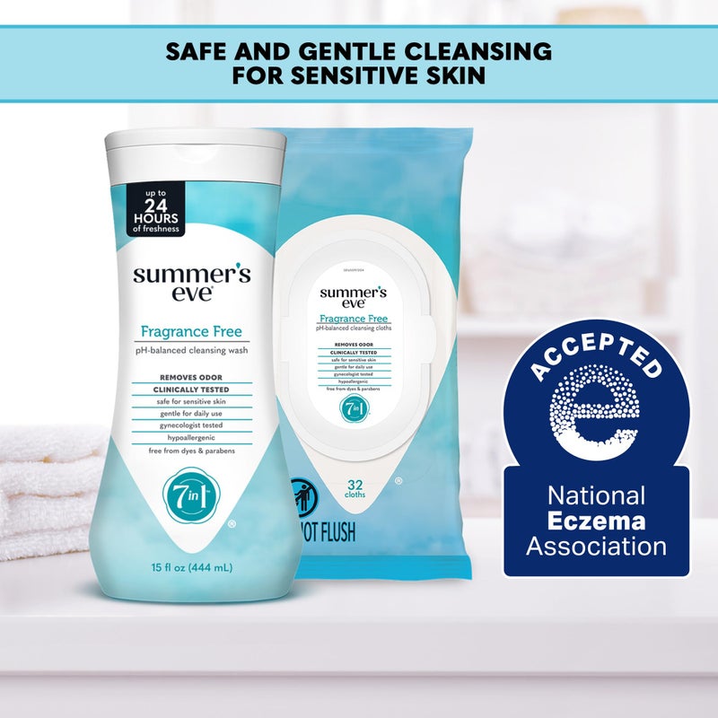 Summer's Eve Fragrance Free All-Over Feminine Wash, Gentle pH-Balanced Body Wash for Women, Removes Vaginal Odor, 15 Fl Oz, Pack of 3 - Image 3