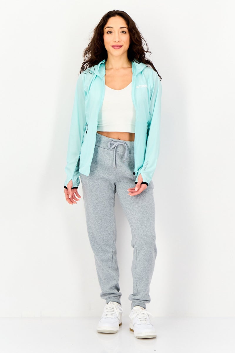 Adidas جاكيت تدريب طويل الأكمام للنساء، رياضي، تركواز - Image 3