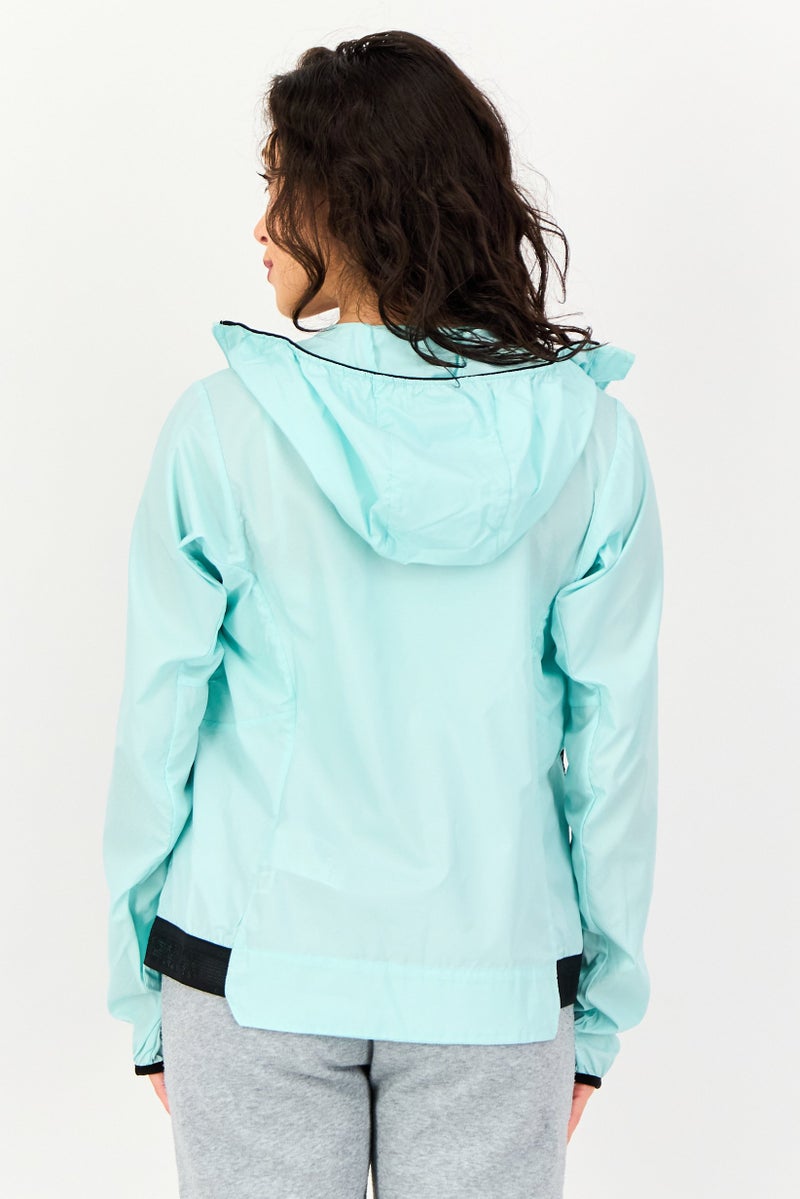 Adidas جاكيت تدريب طويل الأكمام للنساء، رياضي، تركواز - Image 4