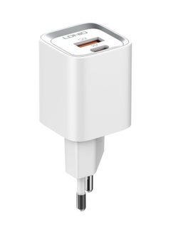 إل دينو LDNIO A2318C محول شحن سريع بقابس الاتحاد الأوروبي مع كابل ميكرو ومنفذ USB من النوع C 20 وات - أبيض  - Image 3