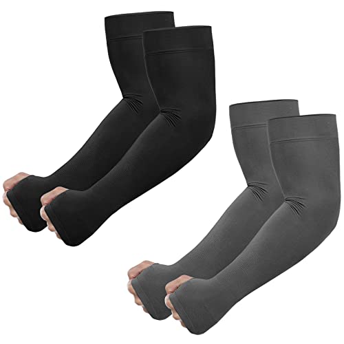 Newbyinn UV Sun Protection Arm Sleeves with Thumb Hole for Men Women Youth, Cooling Sleeve to Cover Tattoo, Mid-Compression - Image 1