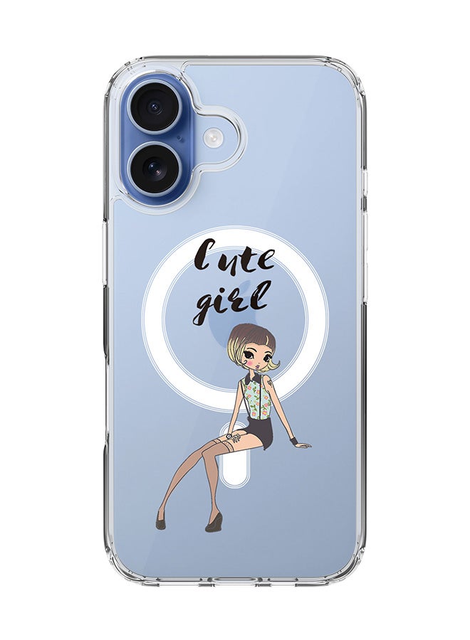 Stylizedd Classic Clear MagSafe Case for iPhone 17 , Hybrid Soft Case Flexible Edges Anti Drop TPU PC Gel Thin Transparent Cover [ Designed for iPhone 17 ] - Shy Cute Girl