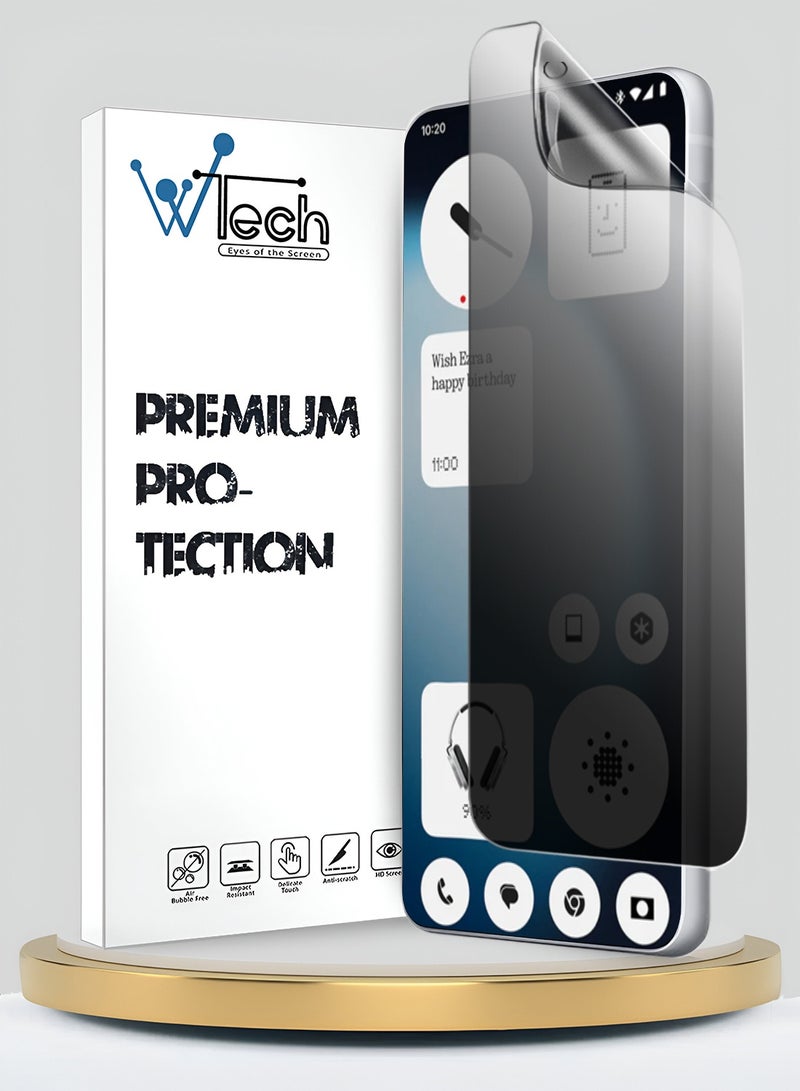 دبليو تيك هاتف ناثينج (3a) لايت 5G 2025 حامي شاشة هيدروجيل ممتاز مضاد للتجسس / مضاد للخصوصية - رقيق ومرن (MSHFMP) - شفاف - Image 1