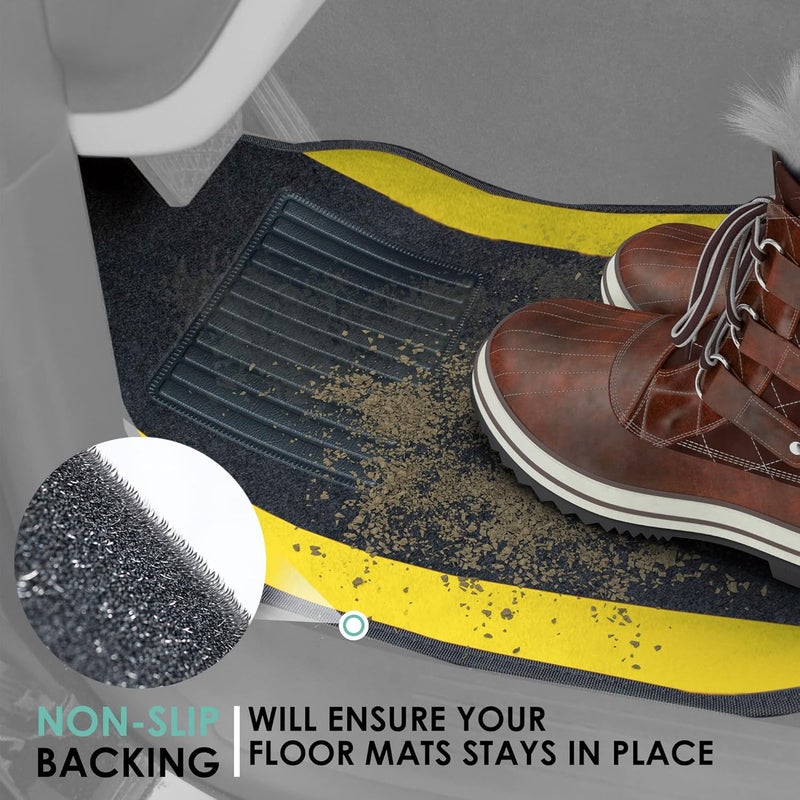 FH Group F14407YELLOW Premium Full Set Carpet Floor Mat (Sedan and SUV with Driver Heel Pad Yellow) - Image 2