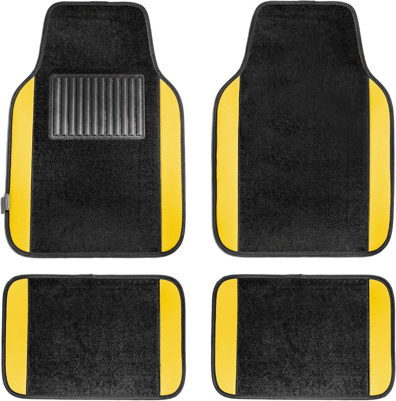 FH Group F14407YELLOW Premium Full Set Carpet Floor Mat (Sedan and SUV with Driver Heel Pad Yellow) - Image 1