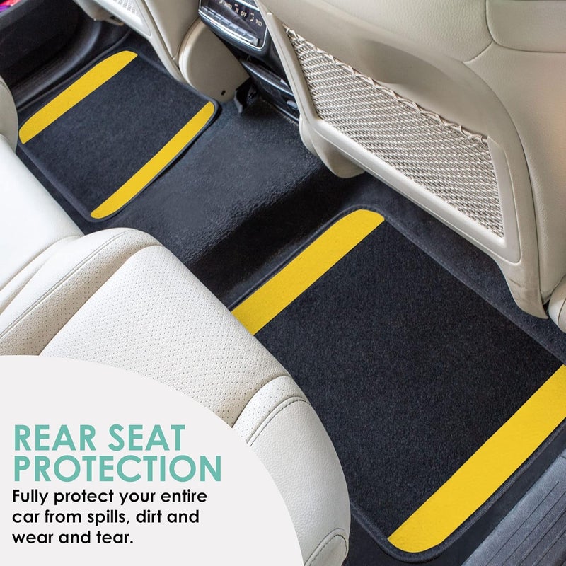 FH Group F14407YELLOW Premium Full Set Carpet Floor Mat (Sedan and SUV with Driver Heel Pad Yellow) - Image 5