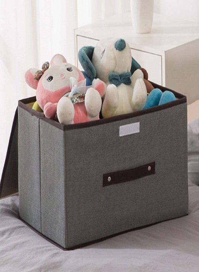 Drake Foldable Storage Bins 2 Pack Storage Boxes with Lids and Handles Storage Baskets in Cotton and Linen Storage Organizers for Toys, Shelves, Clothes, Papers and Books - Image 3