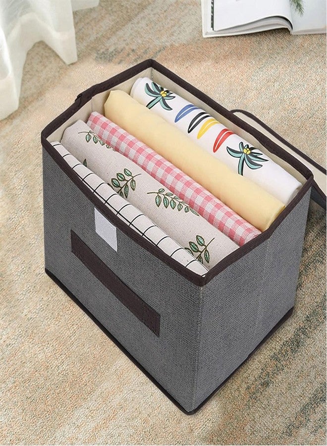 Drake Foldable Storage Bins 2 Pack Storage Boxes with Lids and Handles Storage Baskets in Cotton and Linen Storage Organizers for Toys, Shelves, Clothes, Papers and Books - Image 5