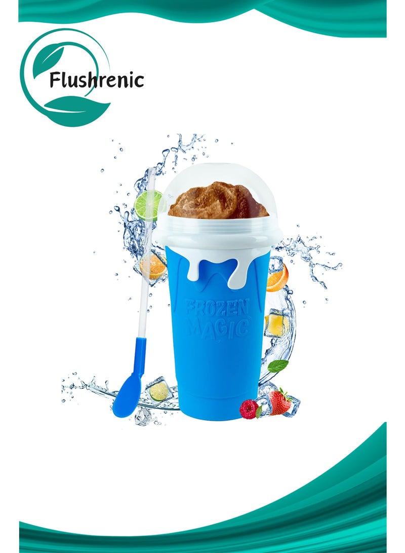 فلوشرينيك كوب صانعة الآيس كريم، كوب آيس كريم سحري سريع التجميد بسعة 16.9 أونصة، كوب تبريد، كوب ضغط مزدوج الطبقة، صانعة مخروط الثلج، مناسبة للأطفال والعائلات - Image 1