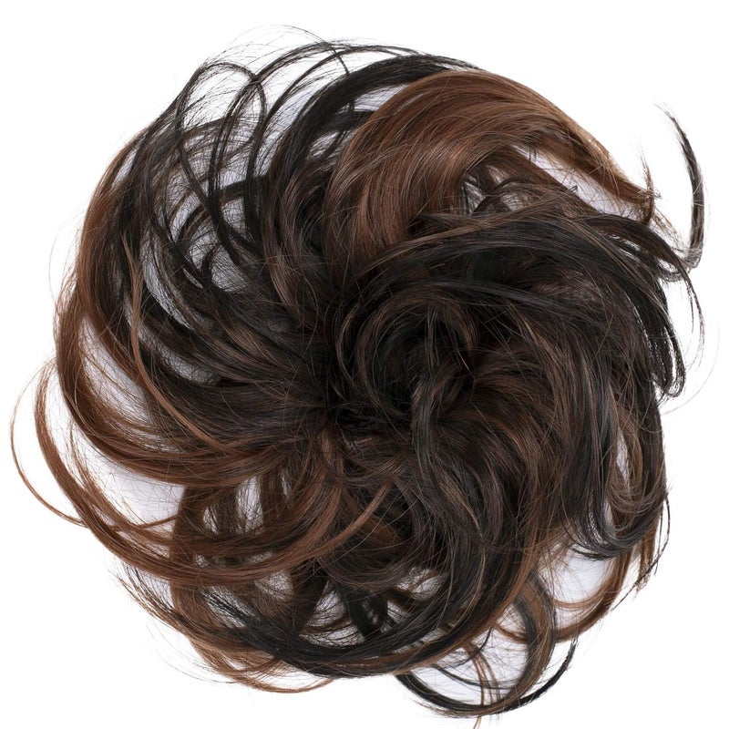 CAISHA Synthetic Fiber Hairpiece Scrunchie Scrunchy Updo Slightly Wavy Brown Mix G39B