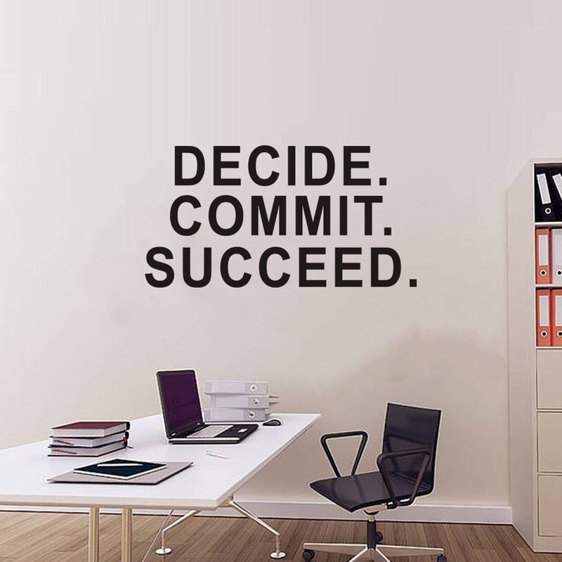SEATUNE Wall Decals for Men  Inspirational Wall Stickers  (Easy to Apply)  Vinyl Wall Decor Art Quotes Motivational Gym Office Bedroom Living Room School Classroom Women  Decide Commit Succeed 21 ""X11 "" - Image 1