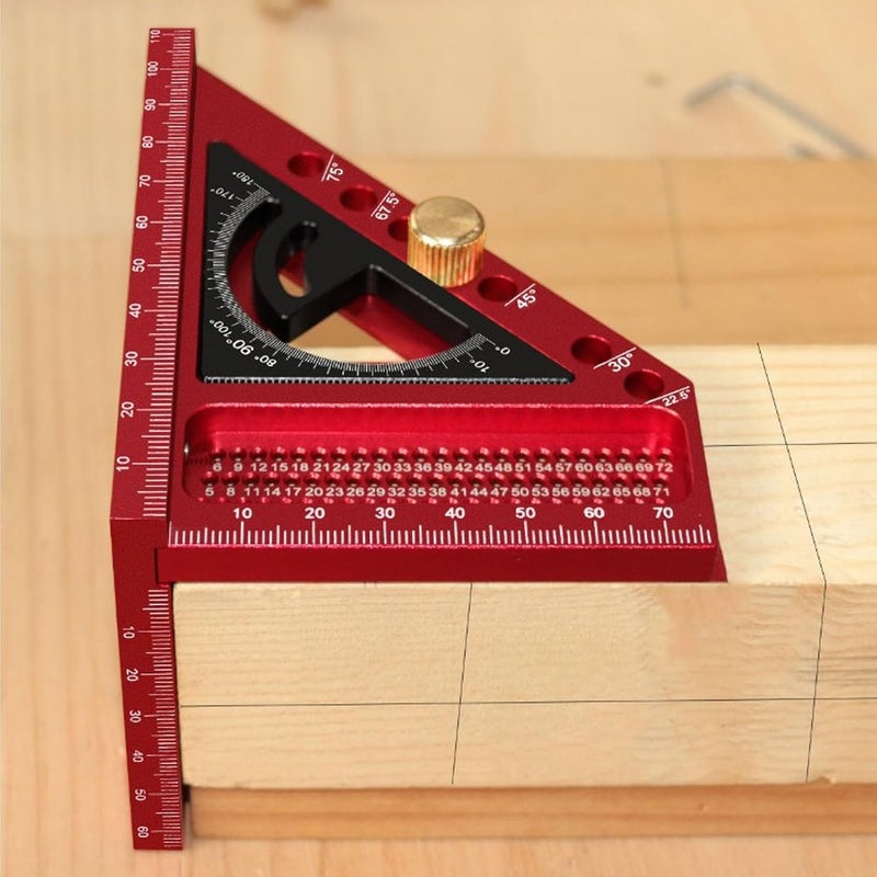 3D Multi Angle Measuring Ruler Aluminum Allod Protractor for Woodworking Pipes Engineer Carpenter Red and Black - Image 4