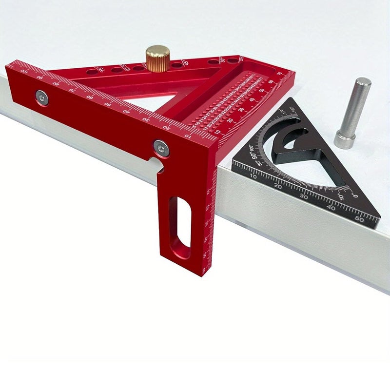 3D Multi Angle Measuring Ruler Aluminum Allod Protractor for Woodworking Pipes Engineer Carpenter Red and Black - Image 5