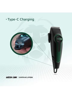 GREEN LION Professional Hair Clipper with LED Indicator / Adjustable Taper Level / 120 Minutes Working Time / Stainless Steel Material / 4 Size Combs / 7000 RPM / Type-C Charging - Black  - Image 3
