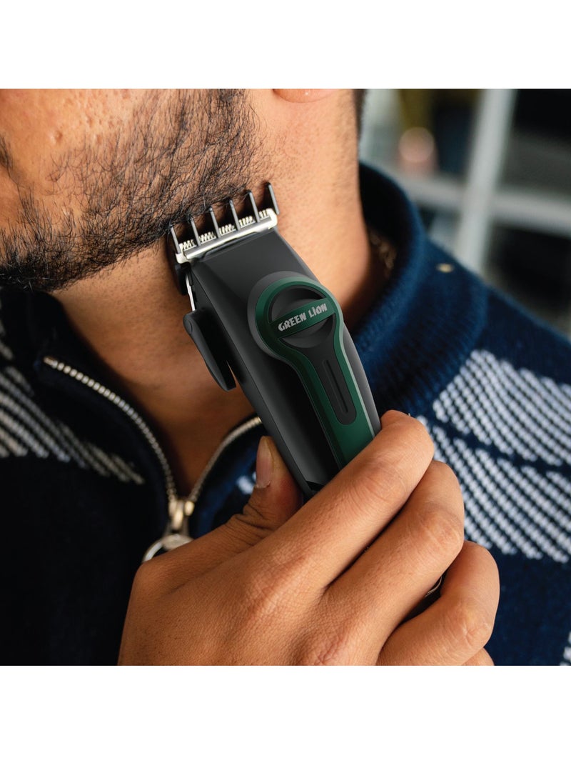 GREEN LION - Professional Hair Clipper with LED Indicator / Adjustable Taper Level / 120 Minutes Working Time / Stainless Steel Material / 4 Size Combs / 7000 RPM / Type-C Charging - Black - Image 1