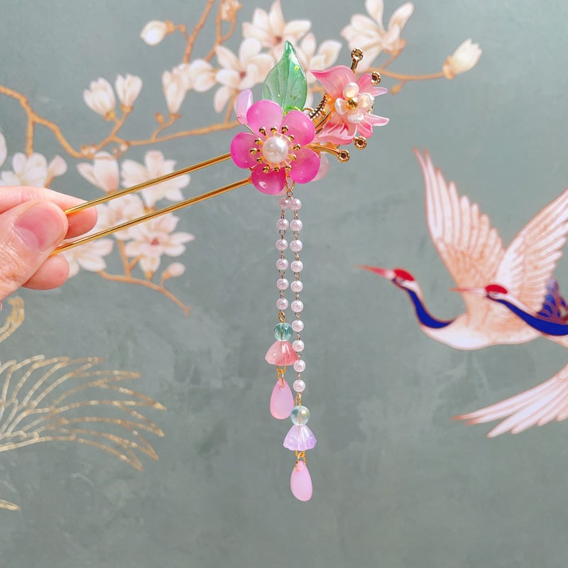 Generic Childrens ancient style hanfu hair accessories girls pan head hair chopsticks National style girl step shake headdress tassel hairpin hair accessories Late Willow