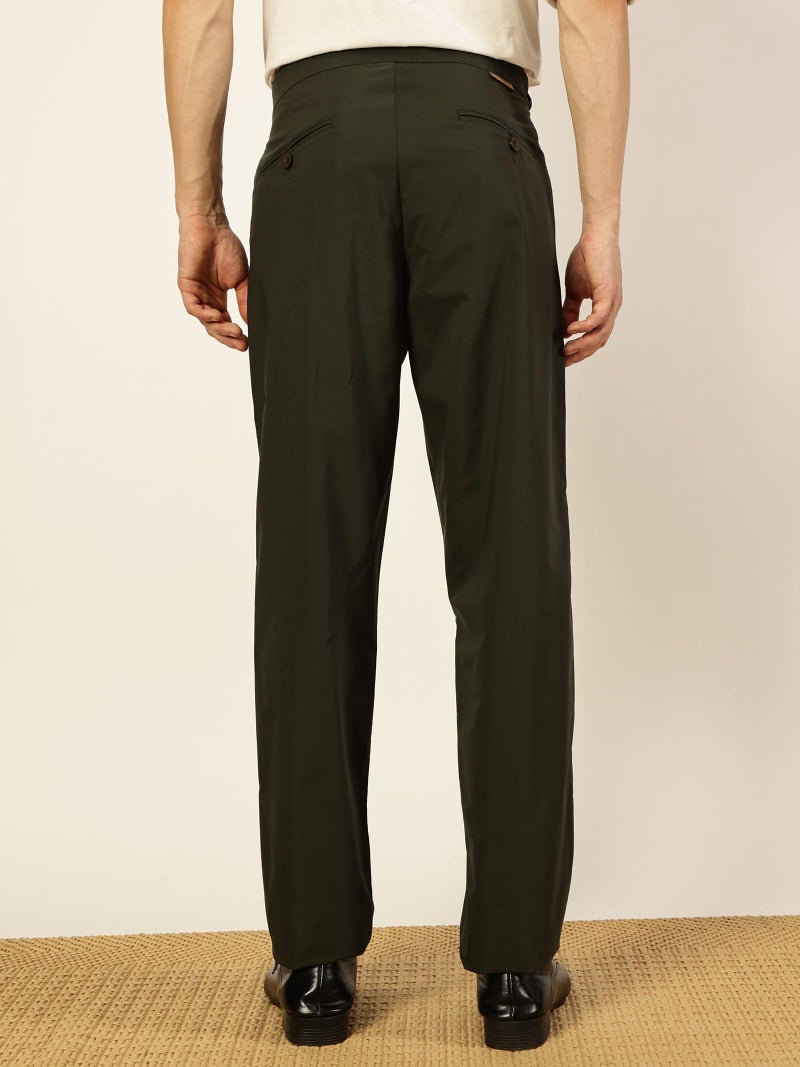 Thomas Scott Men Regular Fit Smart Pleated Trousers(TSB066A_Olive_30) - Image 3