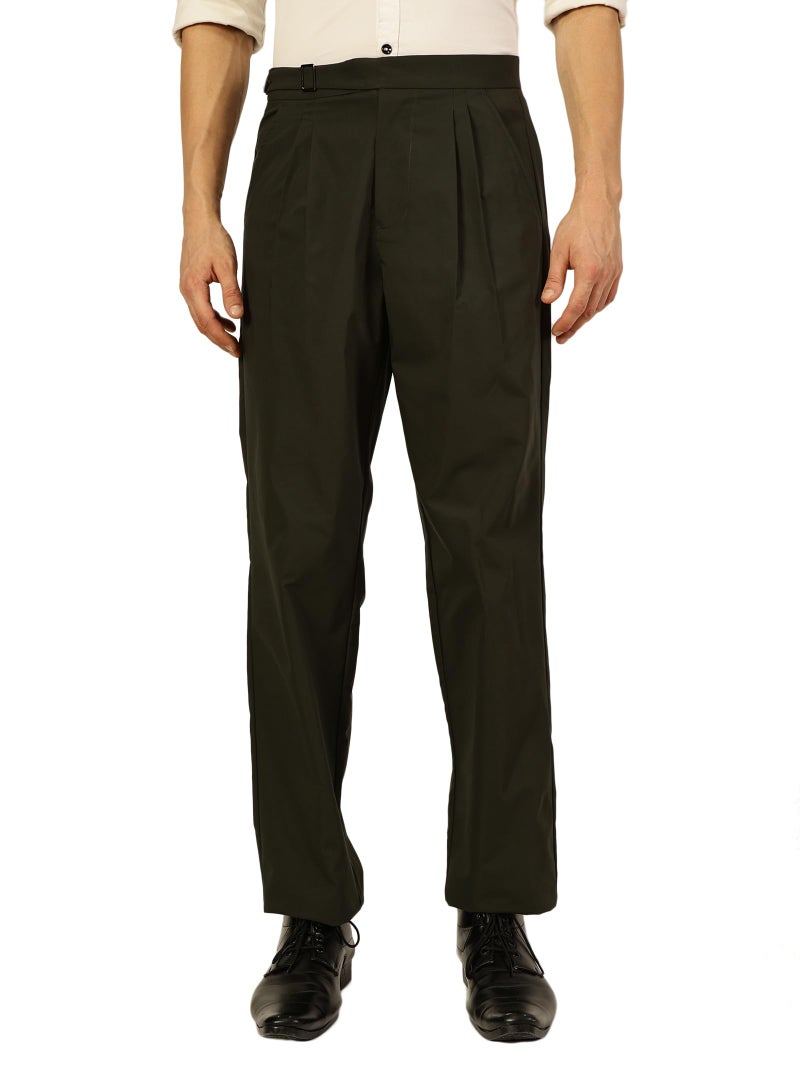 Thomas Scott Men Regular Fit Smart Pleated Trousers(TSB066A_Olive_30) - Image 1