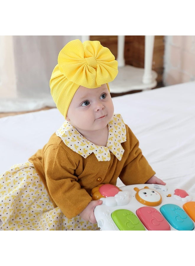 Cinaci Cinaci 8 Pack Solid Knotted Bowknot Big Hair Bow Beanie Turban Hats Caps Wide Headwraps for Baby Girls Infants Toddlers Little Kids  - Image 2