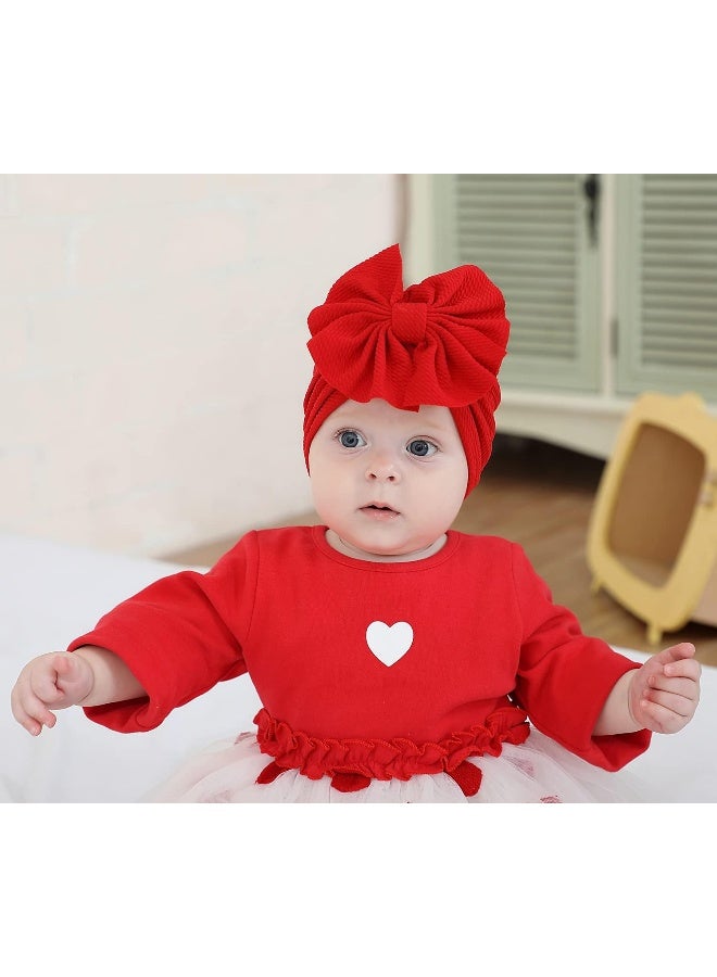 Cinaci Cinaci 8 Pack Solid Knotted Bowknot Big Hair Bow Beanie Turban Hats Caps Wide Headwraps for Baby Girls Infants Toddlers Little Kids  - Image 5