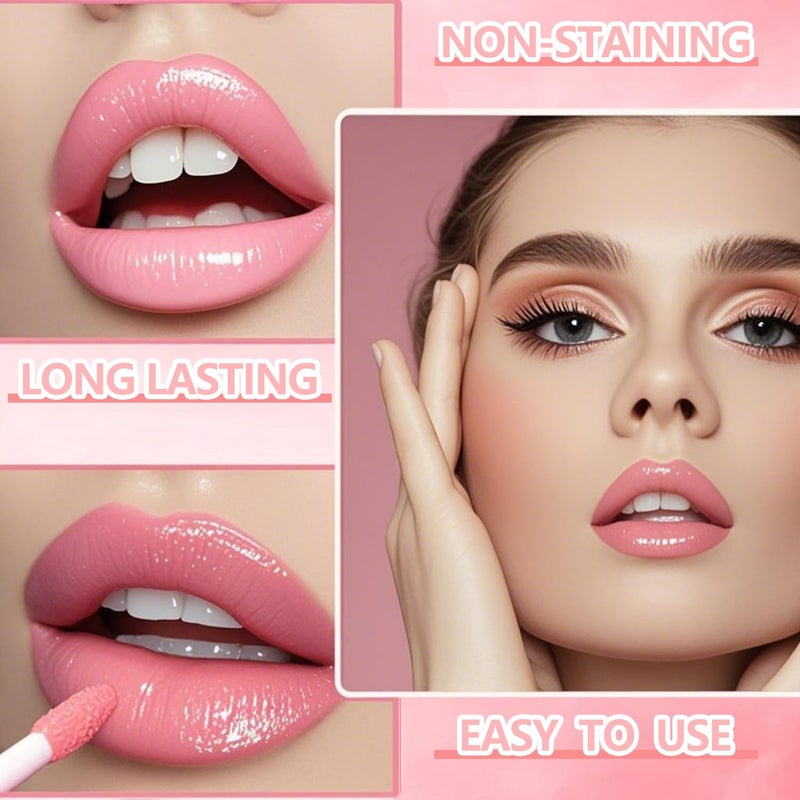 Eakroo 6 Colors Peach Lip Stain Set, Korean Lip Gloss Mini Liquid Lip Tint, Lipstick for Women, Liquid Blush, Lip Plumper, Lip Stain Long Lasting Waterproof, High Pigment, Vivid Color, Cute Stuff - Image 5